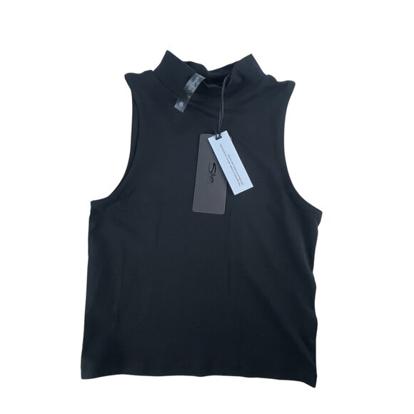 Silver Jeans Co. Top Mock Turtle Neck Sleeveless Top Black Women's XS Minimalist - Picture 2 of 5